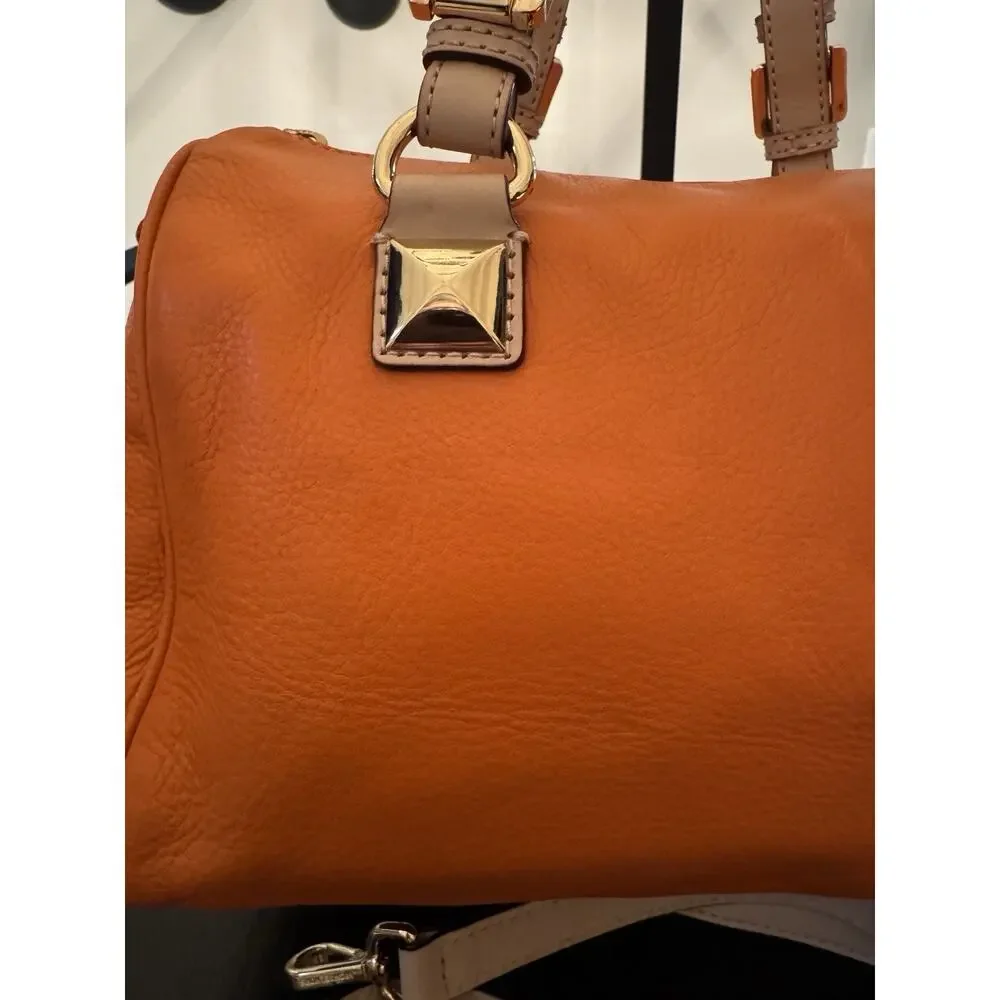 Michael Kors Grayson Medium Satchel In Orange Pebbled Leather